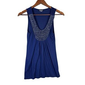 Vintage Y2K Wet Seal Blue Beaded Embellished Bib Top